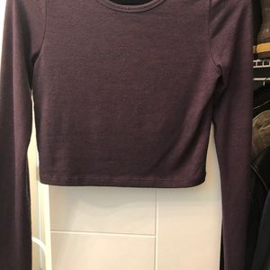 Wilfred Free Burgundy Long Sleeve Crop Top Size M